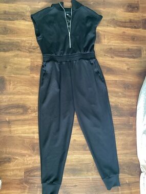 Black Sleeveless Zip-Neck Jumpsuit